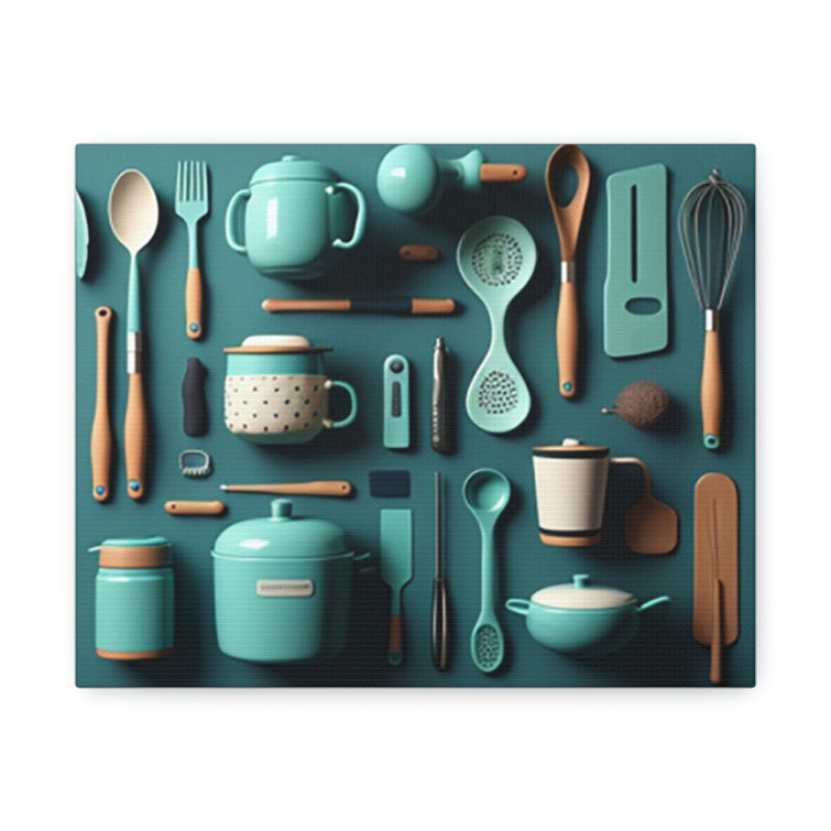 Latitude Run® Kitchen Utensils Wrapped Canvas Illustration Wayfair